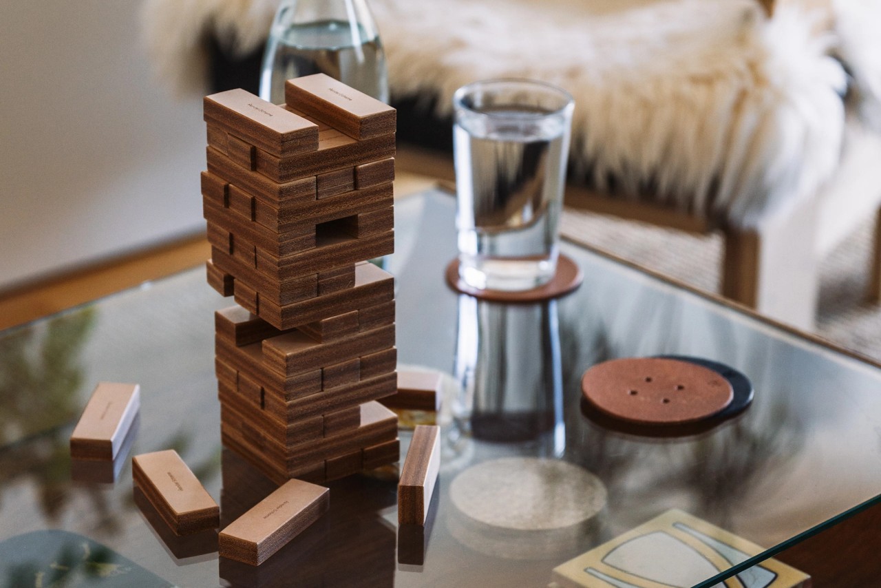 Hender Scheme stackable blocks on coffee table