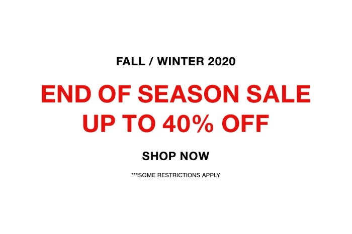 END OF SEASON SALE | NOW UP TO 40% OFF